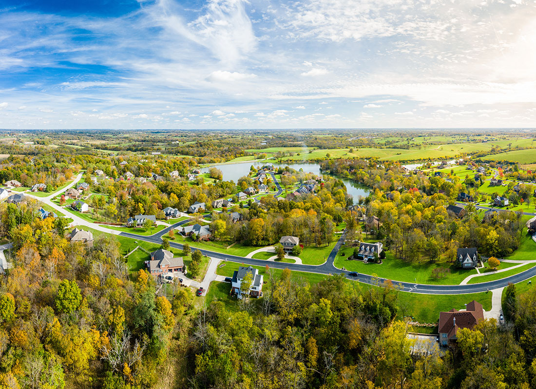 Crestview Hills, KY - Aerial View of Residential Kentucky Homes on a Sunny Day